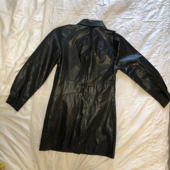 Zara Faux Leather Shirt Shacket Coat Button-Up S Black - Picture 6 of 16